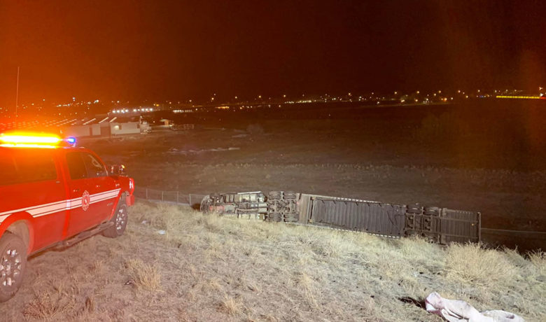 Two People Injured in Semi Truck Rollover Near Evanston