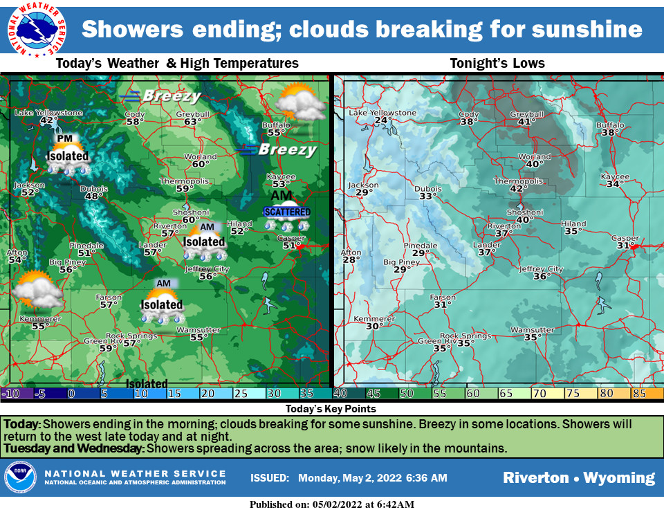 Mostly Cloudy with a High Near 58