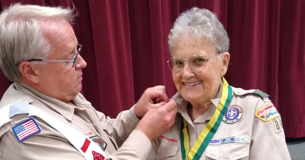 Vera Trefethen Receives 40-Year Service Pin from Boy Scouts of America