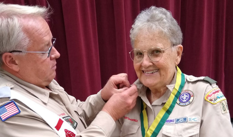 Vera Trefethen Receives 40-Year Service Pin from Boy Scouts of America