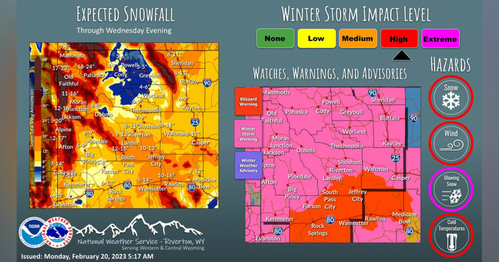 Blizzard Warning Issued for Sweetwater County through Wednesday Morning