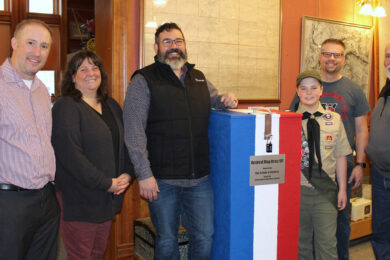 Scout Creates Flag Collection Box for Eagle Project