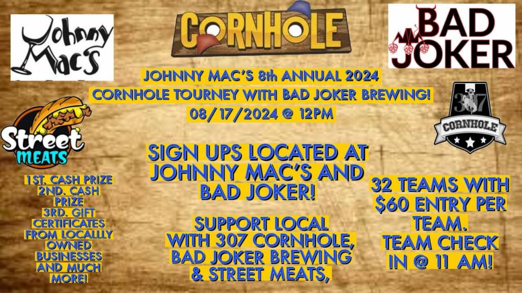 Sign up for Johnny Mac’s 8th  Annual Cornhole Tournament