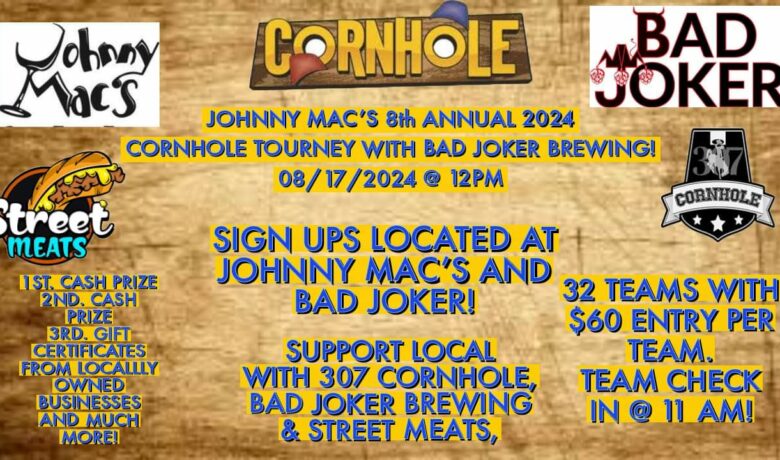 Sign up for Johnny Mac’s 8th  Annual Cornhole Tournament