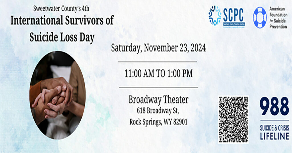 Sweetwater County Prevention Coalition to Host 4th Annual International Survivors of Suicide Loss Day Event
