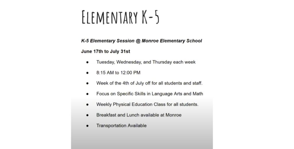 SCSD No. 2 Releases Summer School Schedule, Reschedules Snow Day