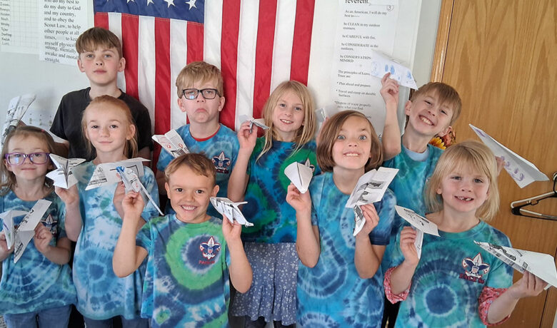Pack 86 Make Paper Airplanes for Air of the Wolf Adventure