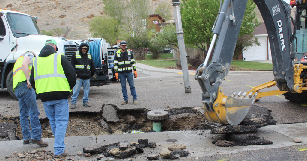 Water Main Break in Green River Under Repair