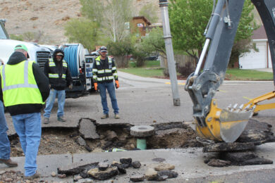 Water Main Break in Green River Under Repair