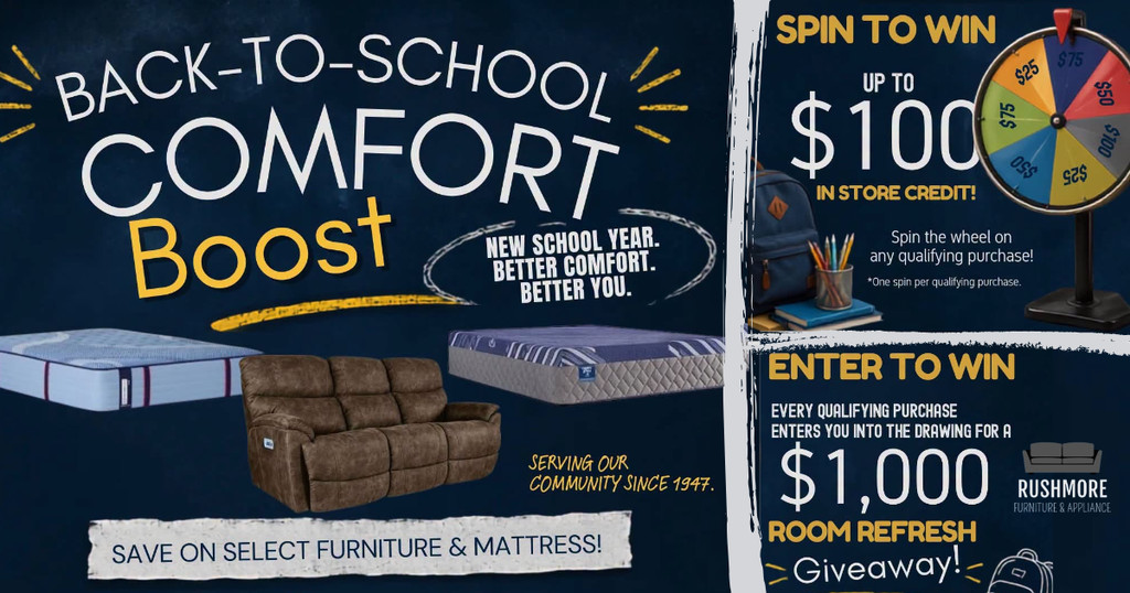 Rush Into Comfort with Rushmore Furniture & Appliance’s Back-to-School Comfort Boost
